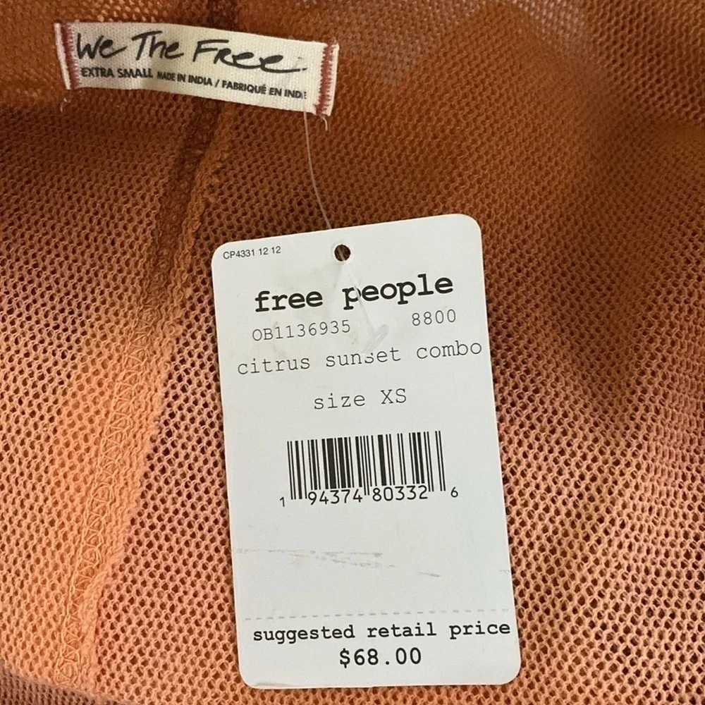 Free people long side split tank in citrus sunset combo NWT